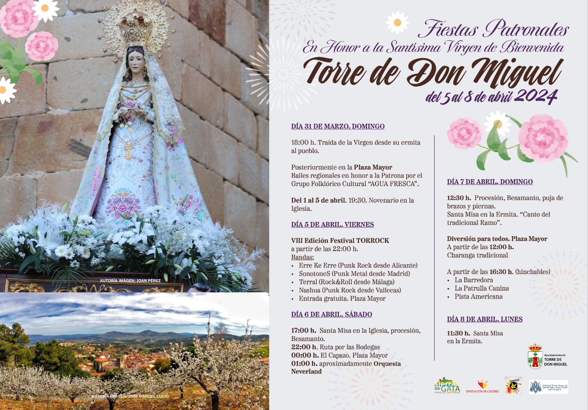 Fiesta patronales en honor a la Virgen de la Bienvenida 2024 Torre de Don Miguel
